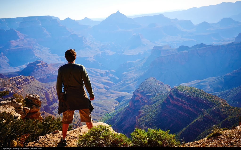 An American traveler at the Grand Canyon.