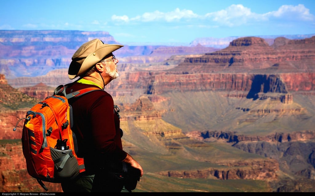 A traveler hiking in the Grand Canyon.