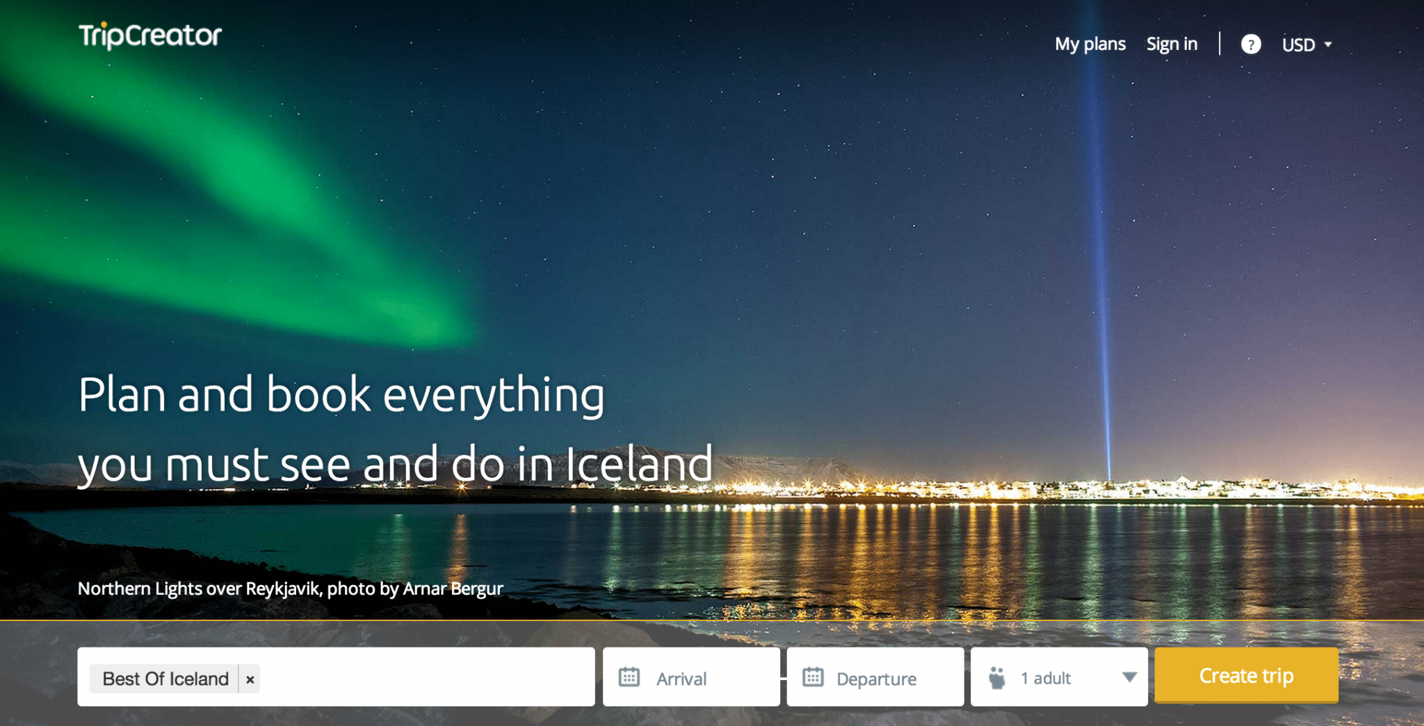 TripCreator helps you plan travel in Iceland.