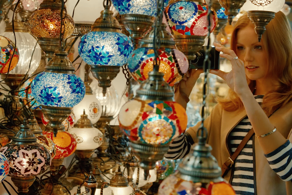A women explores a market in Turkey.