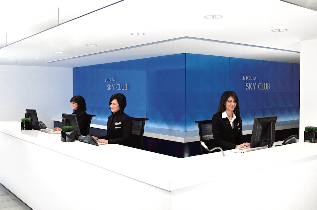 American Express Platinum card members will continue to get access to Delta Sky Club lounges through a renewed agreement between the two parties. Pictured are Delta Sky Club agents at a lounge in 2011.