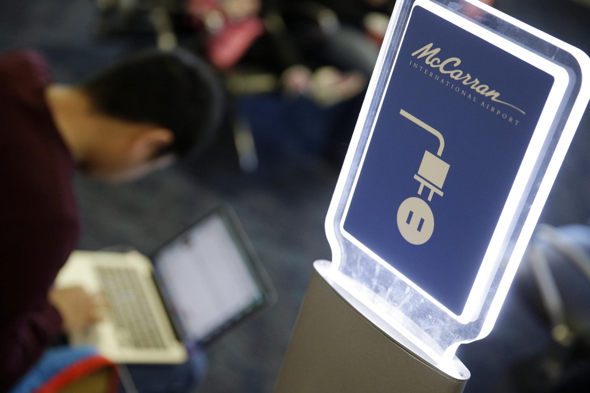 New technologies like the internet of things and mobile are helping transform the airport experience. But well-placed plugs like this one at McCarran International Airport in Las Vegas are a good first step for many places. 