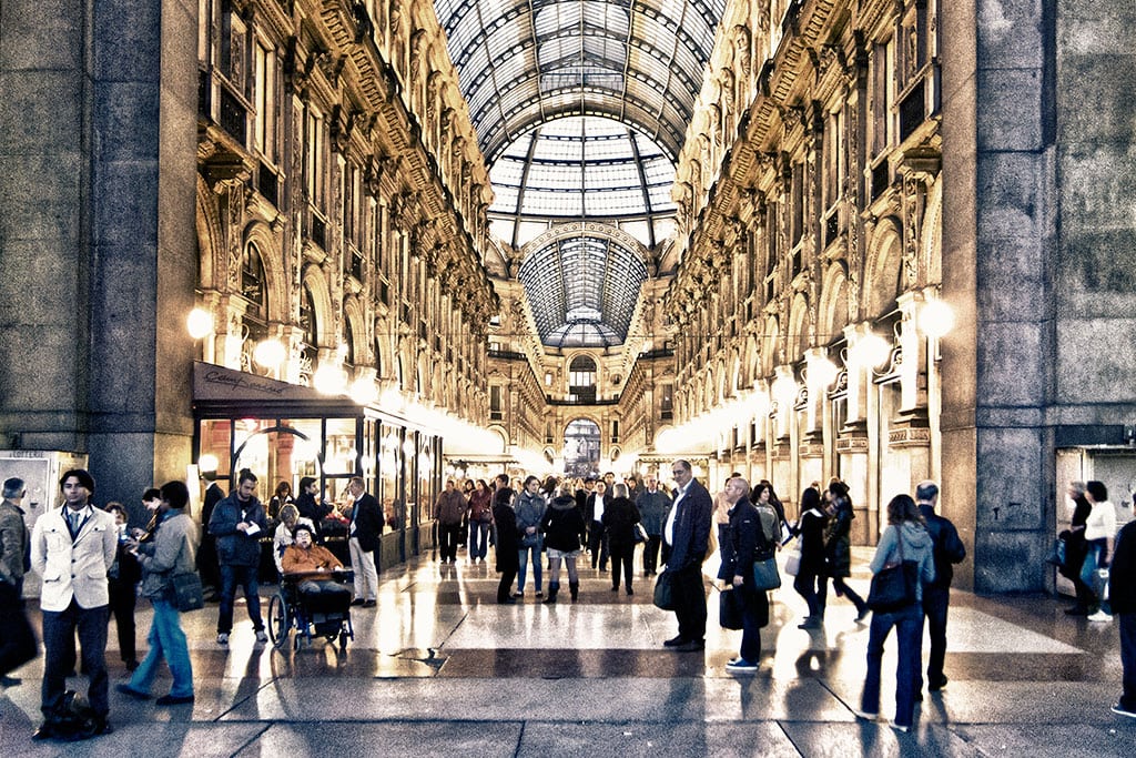 Galleria Vittorio Emanuele II in Milan, Italy, the most searched city and the city with the best round-trip airfare from the U.S. and Canada on Kayak.