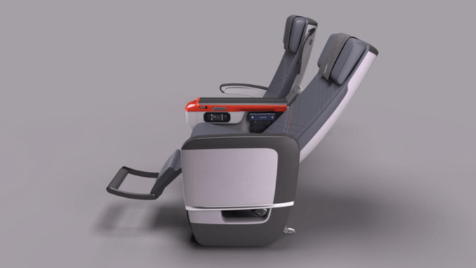 Side view of Singapore Airlines' new  Premium Economy seats. 