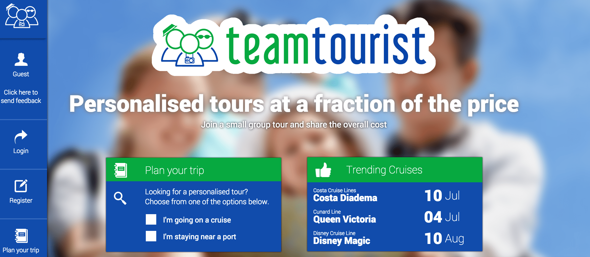 TeamTourist is a site for cruise group travelers to easily find and share private tours at the different destinations they visit. 