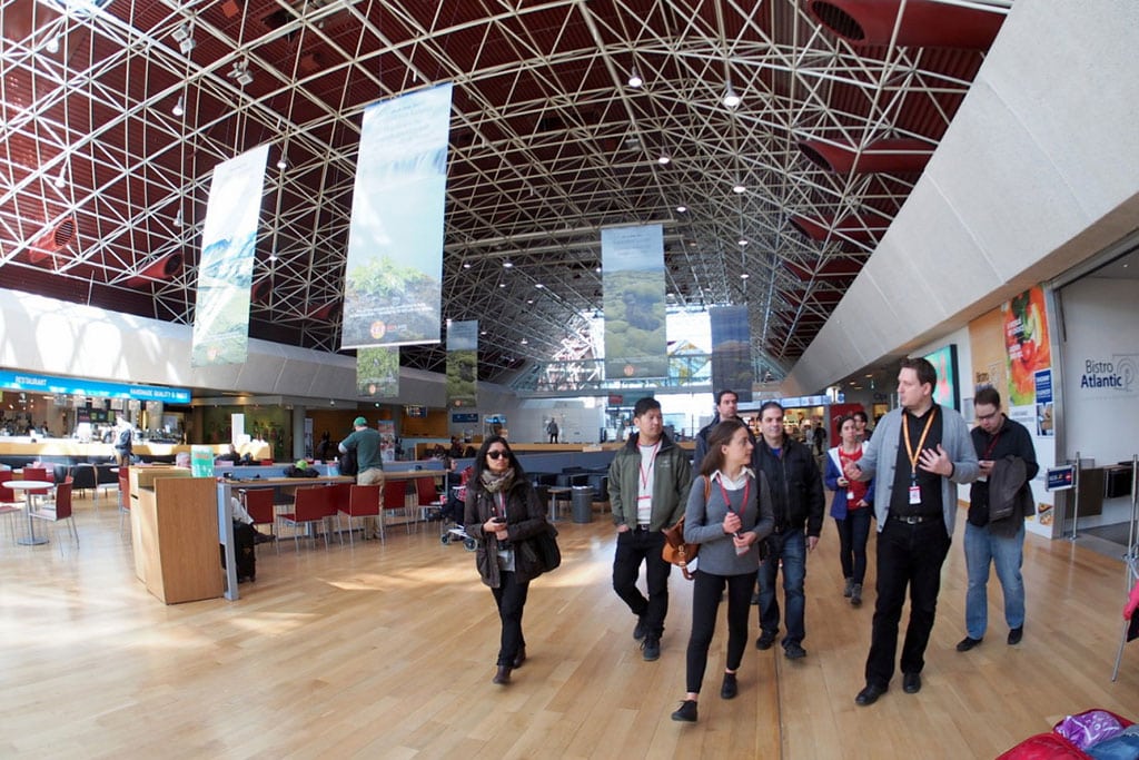 Travel experts touring Keflavik International Airport in Reykjavik, Iceland.