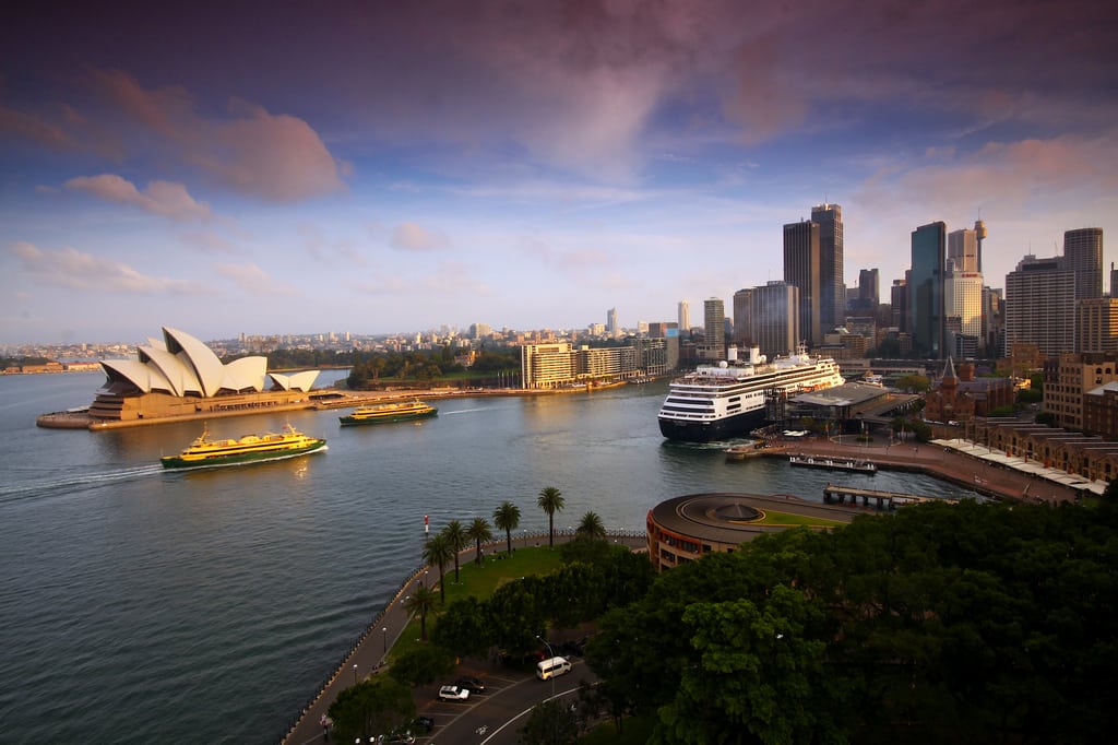 A view of Sydney from Harbour Bridge.