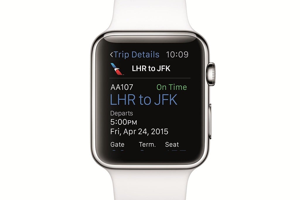 The American Airlines app for the Apple Watch. 