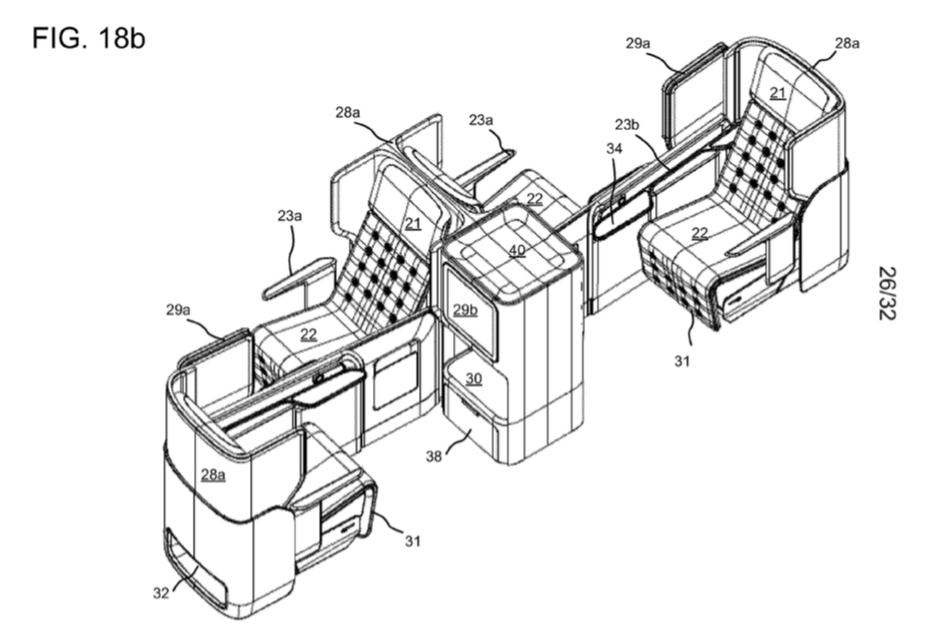 British Airways patent proposed Business class suite, isometric view. 