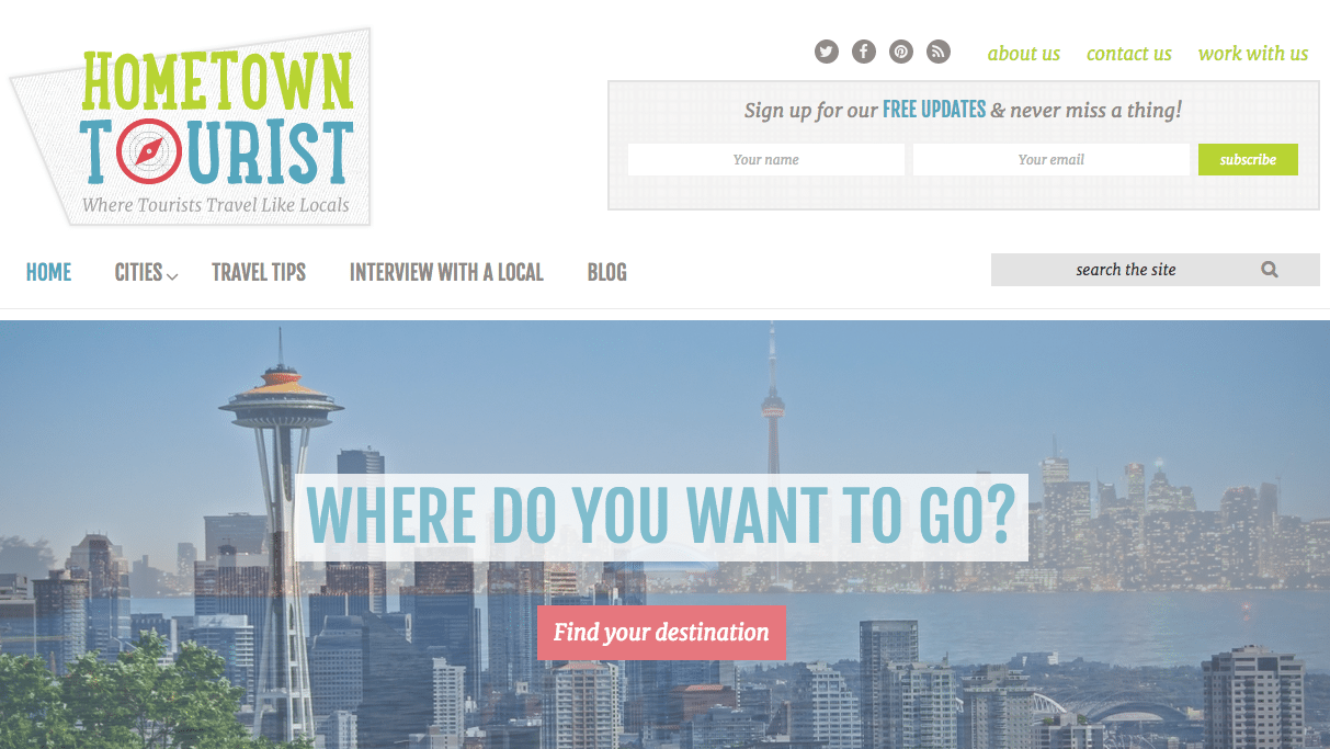 Hometown Tourist is content-driven website where locals can share recommendations from their home town.
