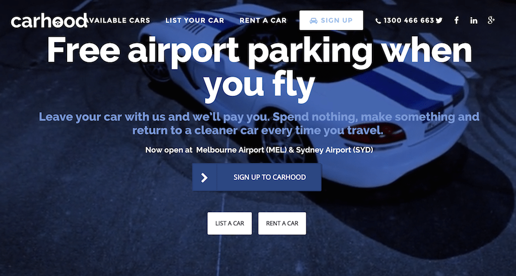 Carhood is like Airbnb for cars allowing travelers to park their cars at airports and let other travelers rent them out while they're away.