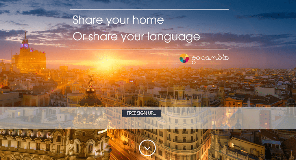 Gocambio lets hosts share their homes with travelers in exchange for travelers sharing their language skills with hosts.