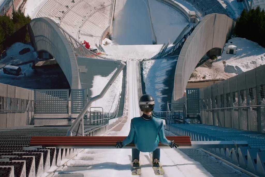 Airbnb promotes its listing on top of Norwegian ski jump Holmenkollbakken.