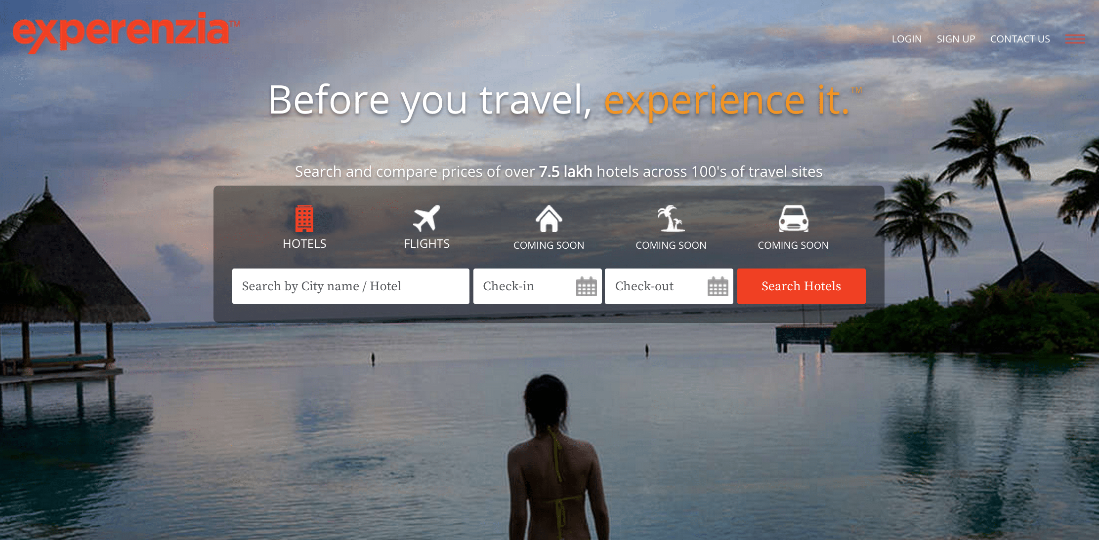 Experenzia is a hotel and flight booking site.