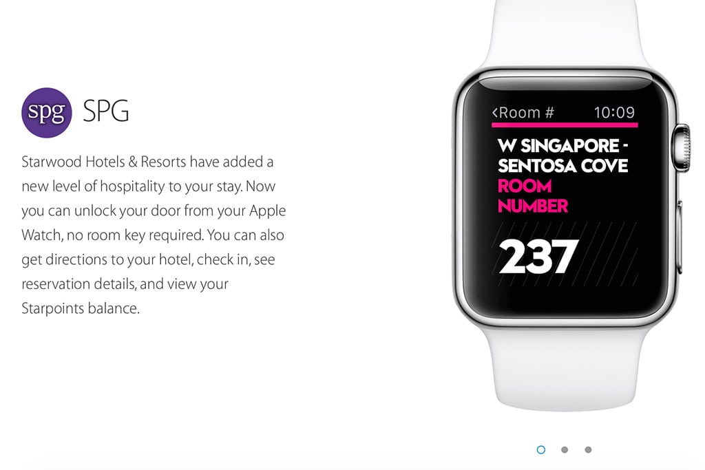 Starwood's Apple Watch app for loyalty members. 