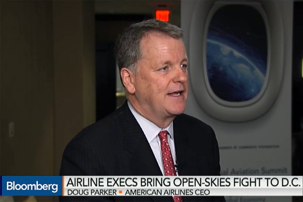 American Airlines CEO Doug Parker appearing on Bloomberg TV. 