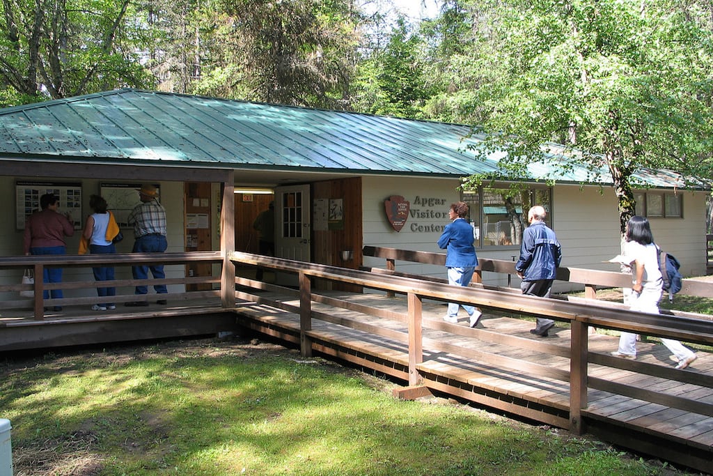 A visitor center in Glacier National Park in Montana.