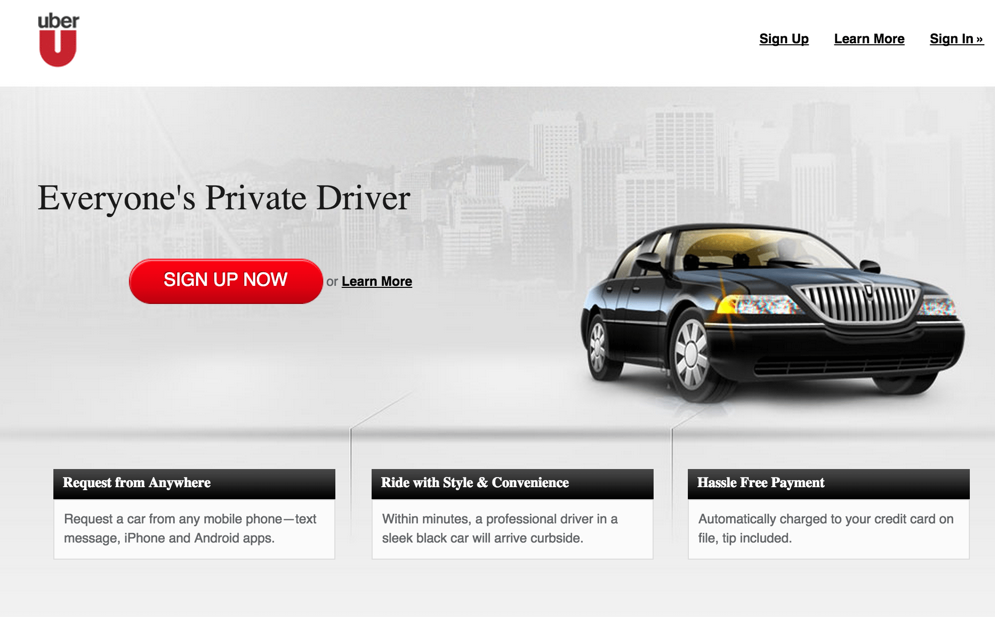 An Uber.com desktop screenshot from January 4, 2011. 