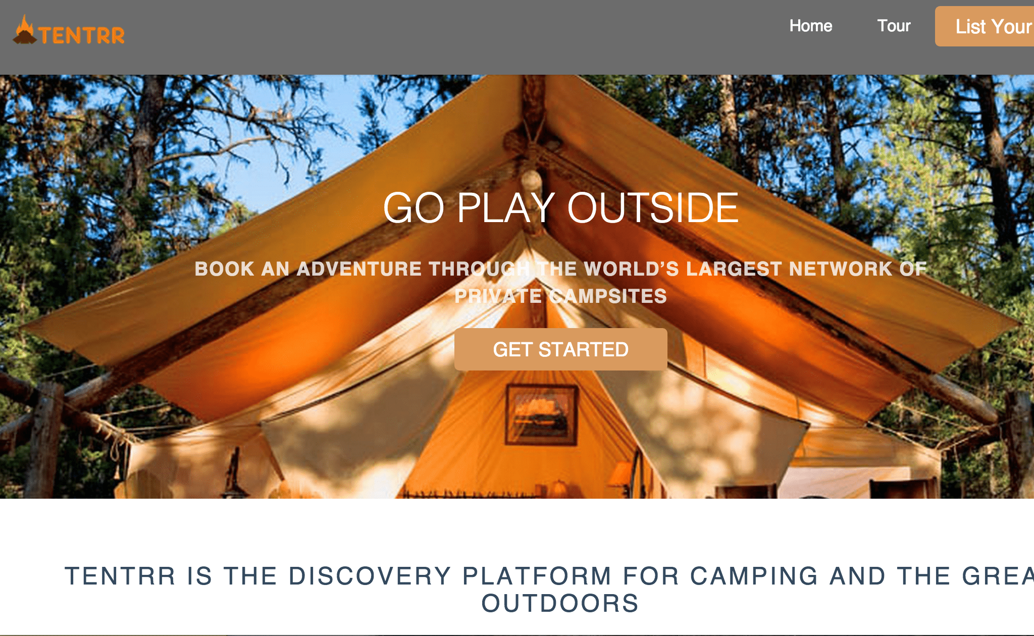 Tentrr is a platform to book camping trips.