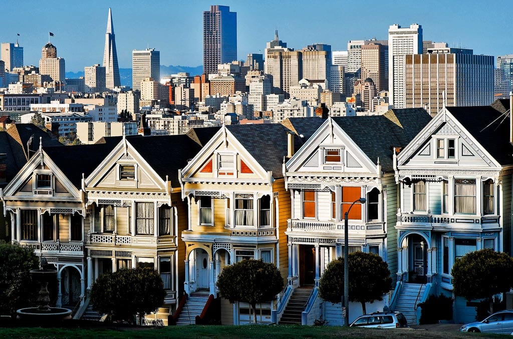 Houses along San Francisco's Alamo Square park.