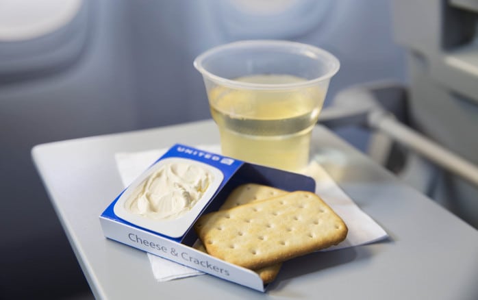 The first course of United's new international meal service.
