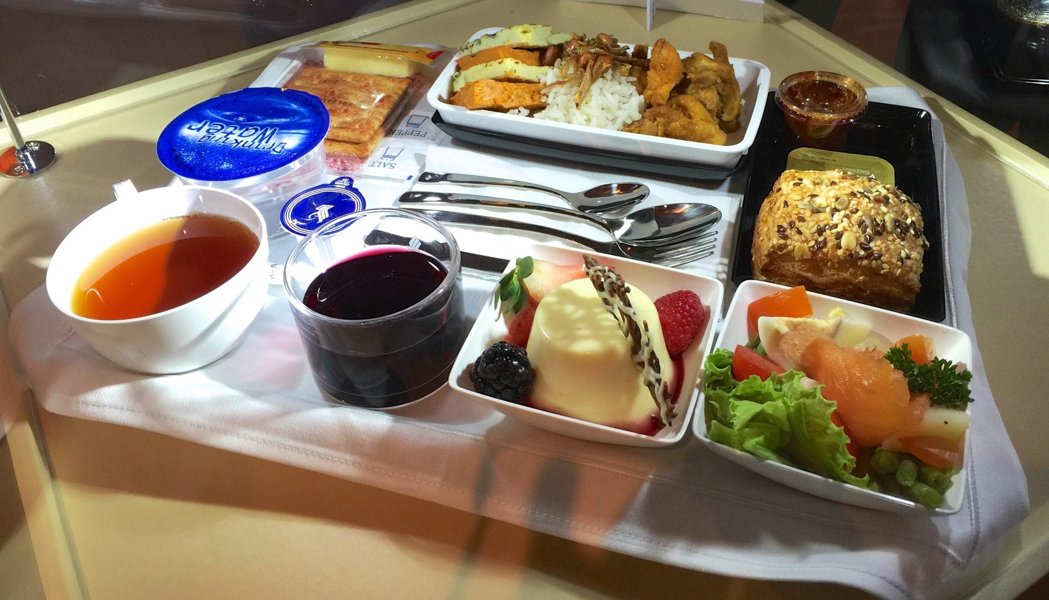 A Singapore Airlines premium economy meal. Airlines are wary of allocating too much room to premium economy, but many are upgrading other parts of the experience.