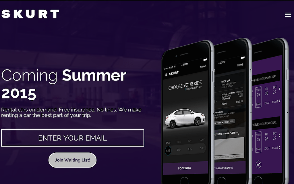 Skurt is an on-demand car rental mobile app.