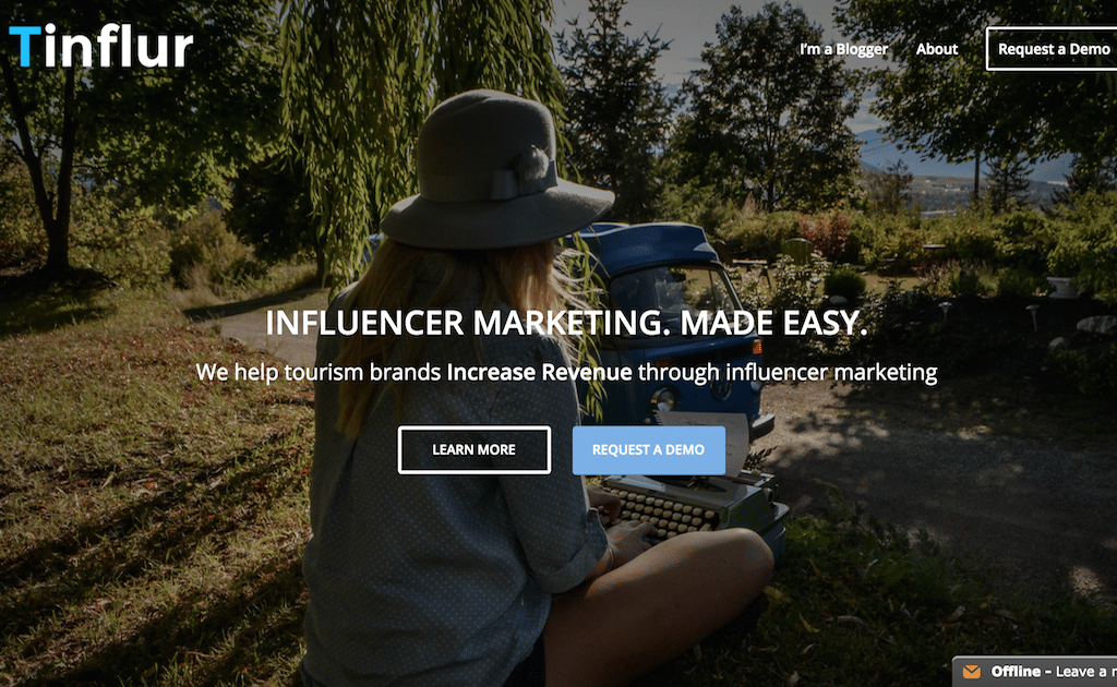Tinflur is a platform helping tourism brands connect with online influencers/bloggers.