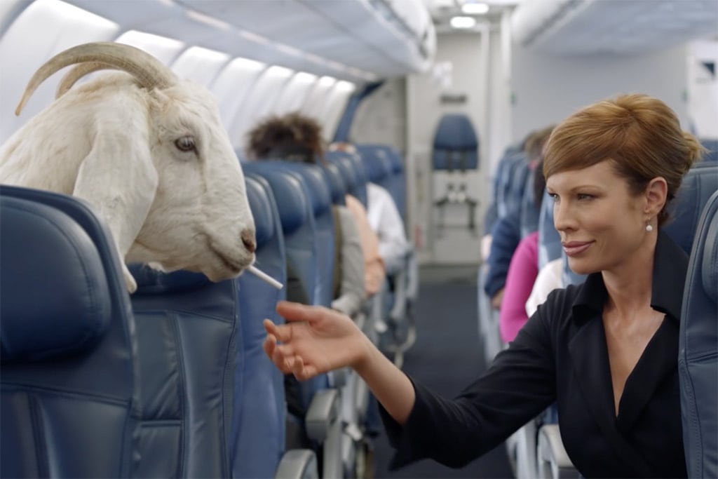 A still from the new in-flight safety video from Delta. 