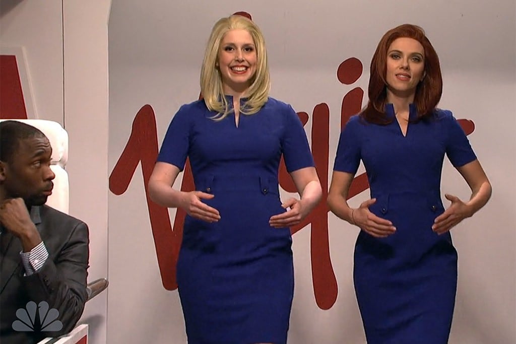 Robot flight attendants on Virgin Atlantic, by way of Saturday Night Live. 