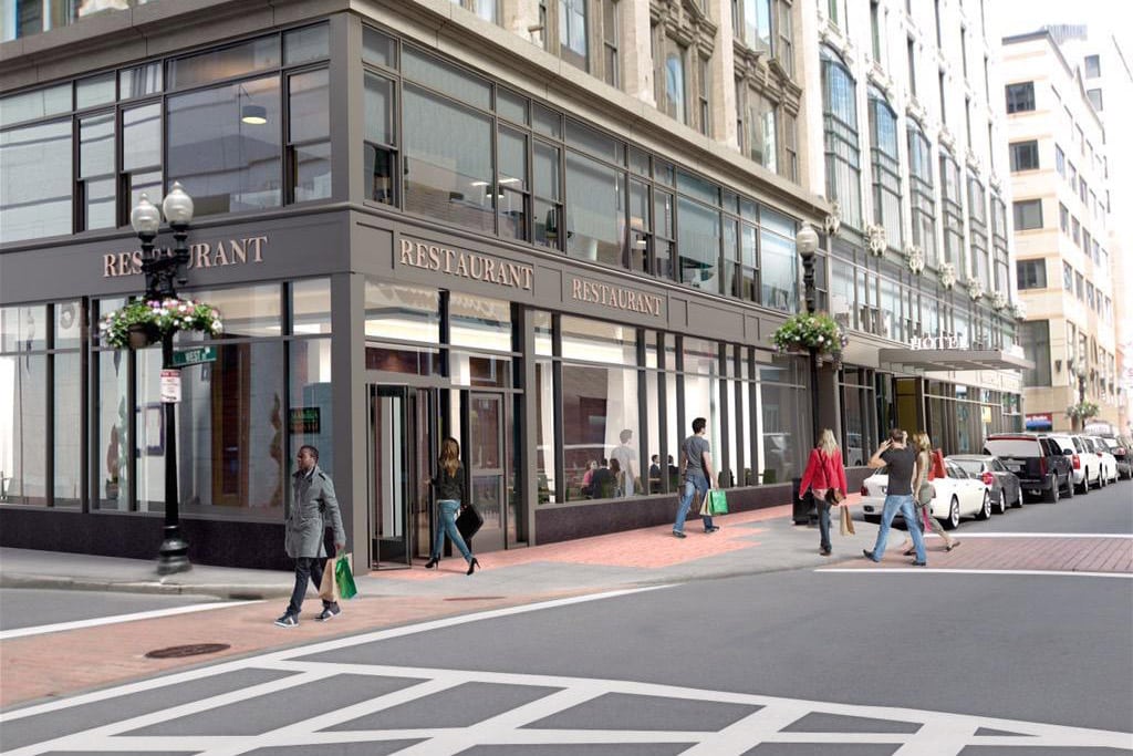 A rendering of the new Godfrey Hotel in Boston. 