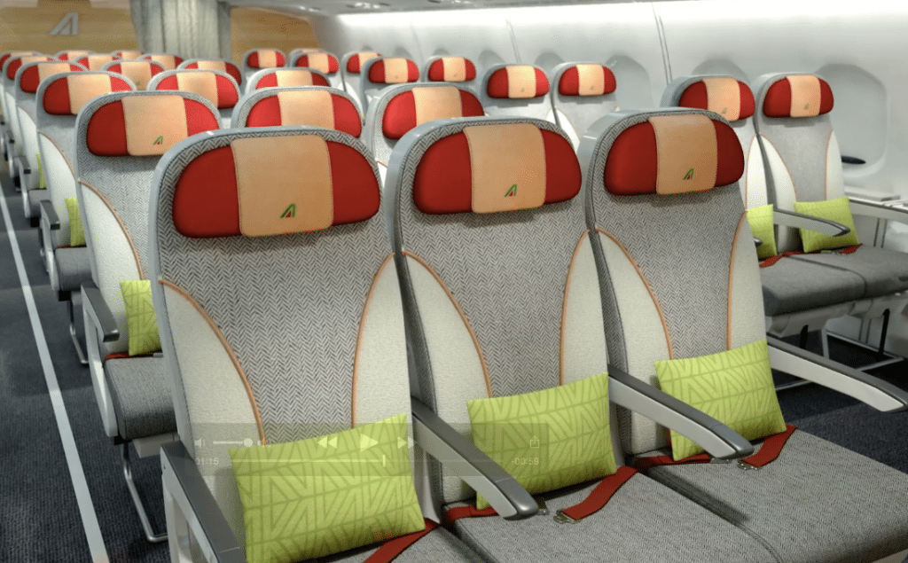 Alitalia's refurbished coach class. 