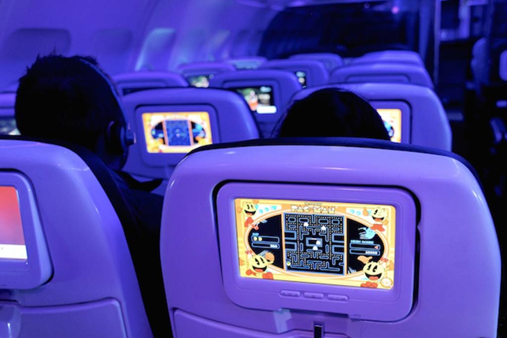 Pac-Man on the new in-flight entertainment system from Virgin America. 