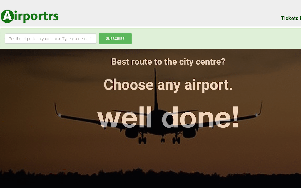 Airportrs shows travelers the fastest way from the airport to the city center.
