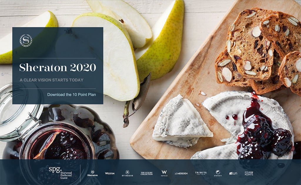 Landing page for the new Sheraton 2020 campaign.