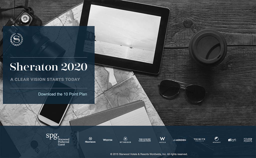 Landing page for the new Sheraton 2020 campaign