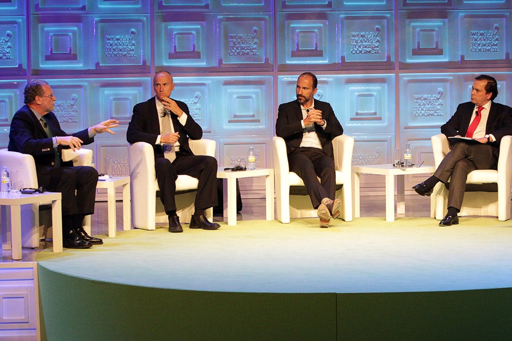 Dara Khosrowshahi, President & CEO, Expedia Inc, second from right, at this year's WTTC Global Summit. 