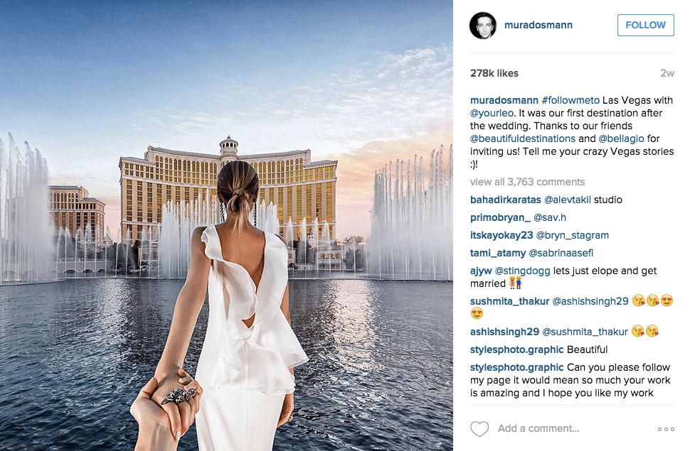 Recently wed Instagram influencer duo, Murad Osmann and Natalia Zakharova sharing their iconic experience at Bellagio as part of the Ultimate Vegas campaign.