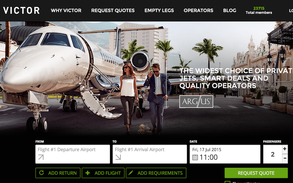 Victor is a global on-demand private jet service.
