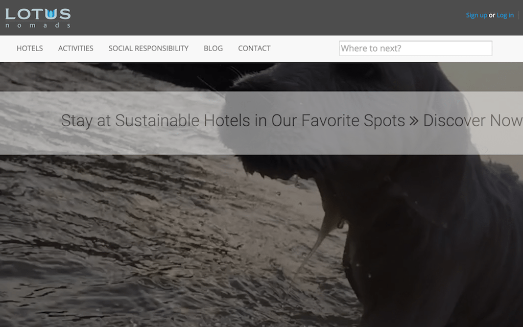 Lotus Nomads is a booking site for sustainable hotels.