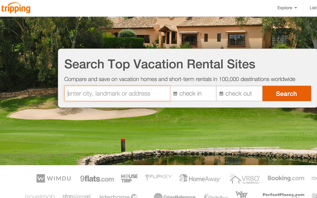 Tripping is a metasearch site for vacation rentals.