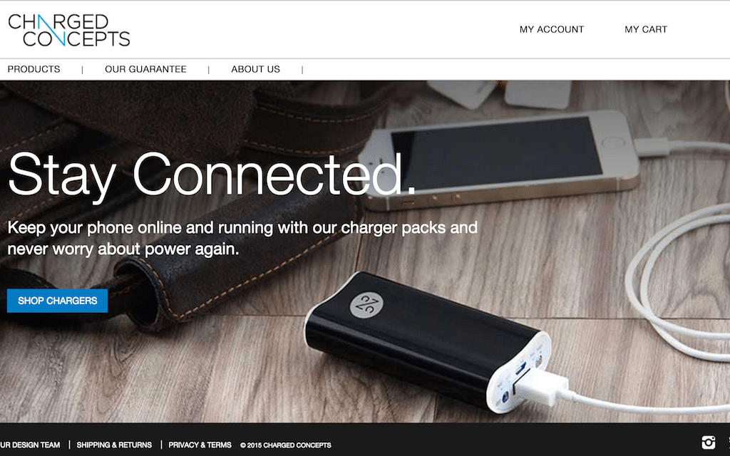 Charged Concepts is a B2B company selling branded portable USB chargers that hotels can provide to their employees and guests to charge their devices while on the move.
