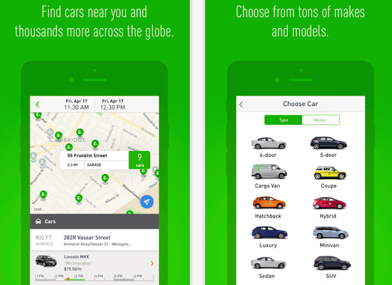 Zipcar's iOS app (shown above) was the highest-rated car-sharing app while Uber's Android app was the lowest, according to an analysis of user reviews by Applause Analytics.