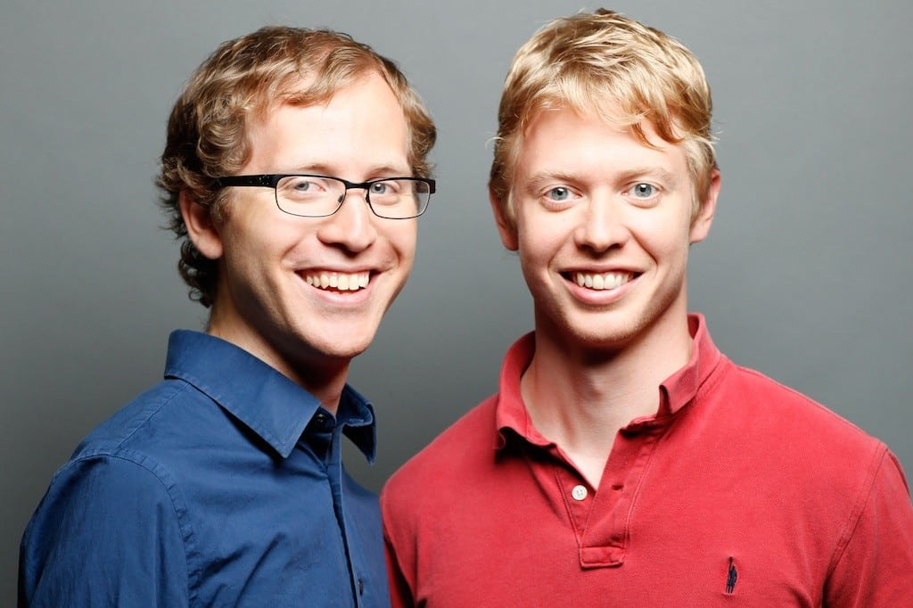 Hipmunk CEO Adam Goldstein, left, and co-founder Steve Huffman. Hipmunk is finally wading into business travel a year after its acquisition by Concur.