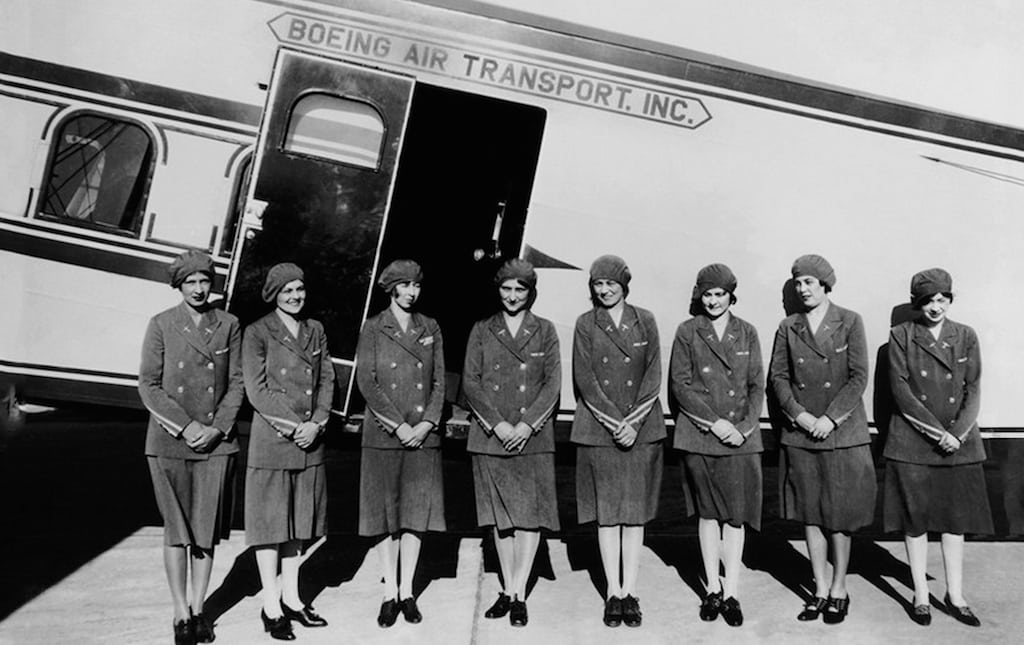 Ellen Church (third from left) is recognized as the world's first commercial flight attendant.