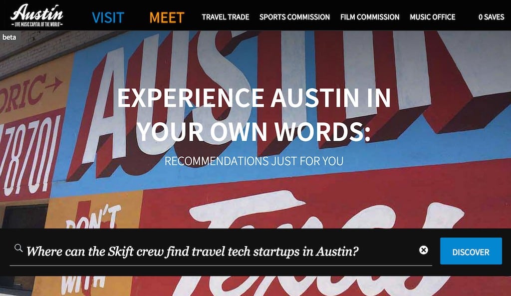 Screen grab of landing page for Austin CVB's WayBlazer microsite.
