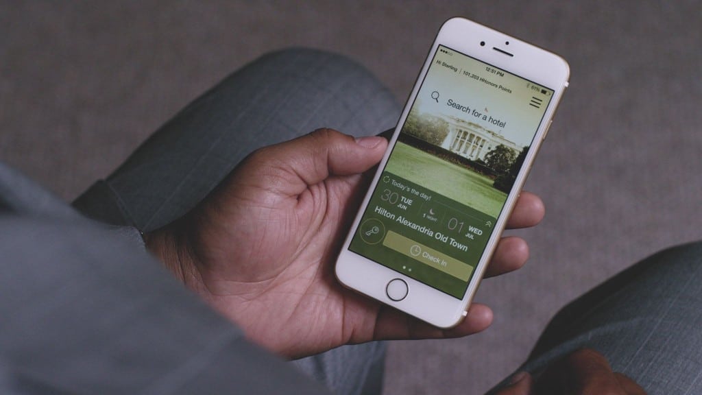 Hilton's HHonors app an an iPhone. 