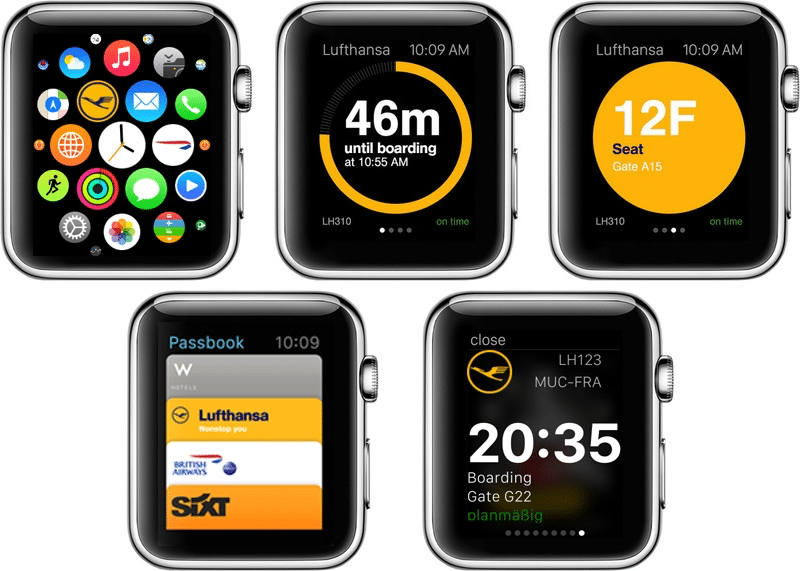 The clock is ticking as the Lufthansa Group is set to impose a fee on flight bookings that take place outside its own channels beginning September 1, 2015. Pictured is Lufthansa's Apple Watch app.