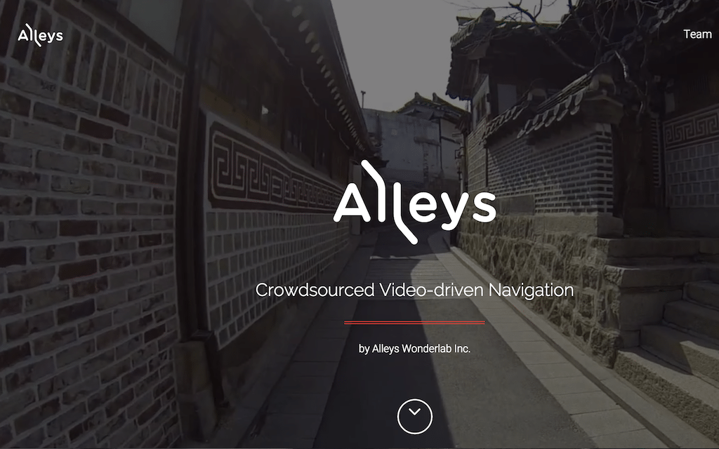 Alleys is a video-based interactive navigation map for travelers and pedestrians. 