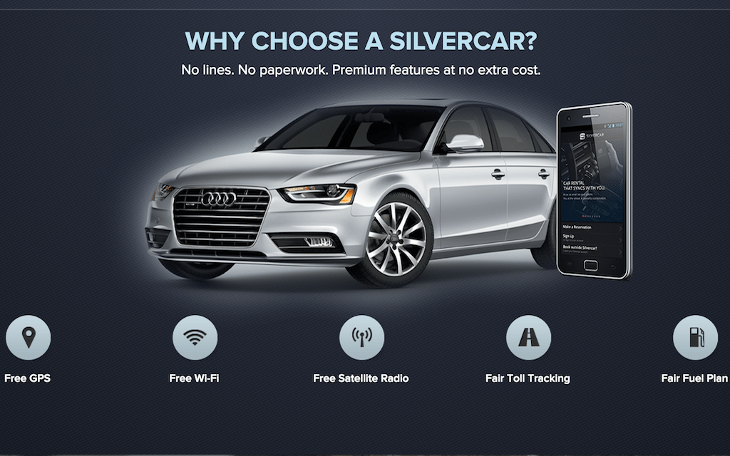 Silvercar lets travelers book airport car rentals on their mobile devices.